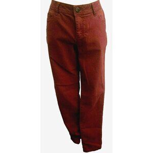 Elle Jeans Women Size 14 Burgundy Stretch Mid Rise Pockets